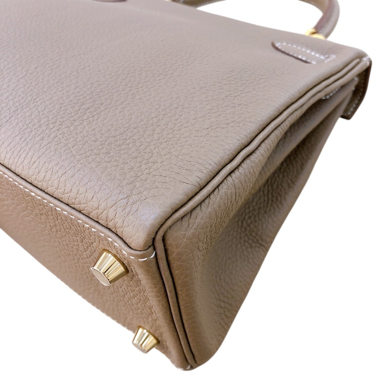 エルメス HERMES ケリー25　内縫い B刻 エトゥープ/GD金具 トゴ レディース ショルダーバッグ