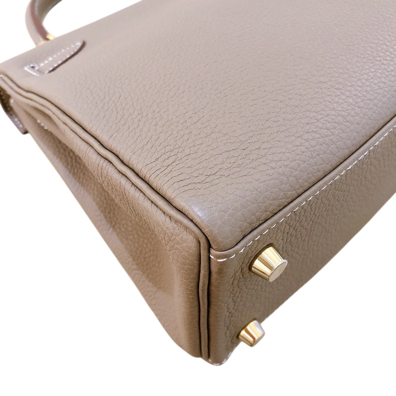 エルメス HERMES ケリー25　内縫い B刻 エトゥープ/GD金具 トゴ レディース ショルダーバッグ