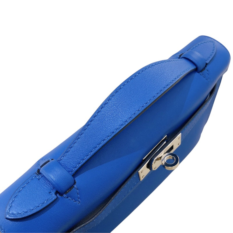 エルメス HERMES ポシェットケリー C刻 ブルーゼリージュ　シルバー金具 スイフト レディース ハンドバッグ
