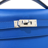 エルメス HERMES ポシェットケリー C刻 ブルーゼリージュ　シルバー金具 スイフト レディース ハンドバッグ
