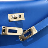 エルメス HERMES ポシェットケリー C刻 ブルーゼリージュ　シルバー金具 スイフト レディース ハンドバッグ