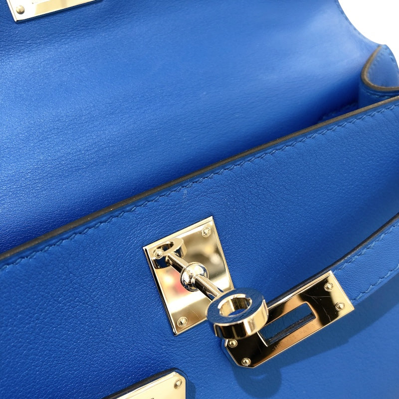 エルメス HERMES ポシェットケリー C刻 ブルーゼリージュ　シルバー金具 スイフト レディース ハンドバッグ