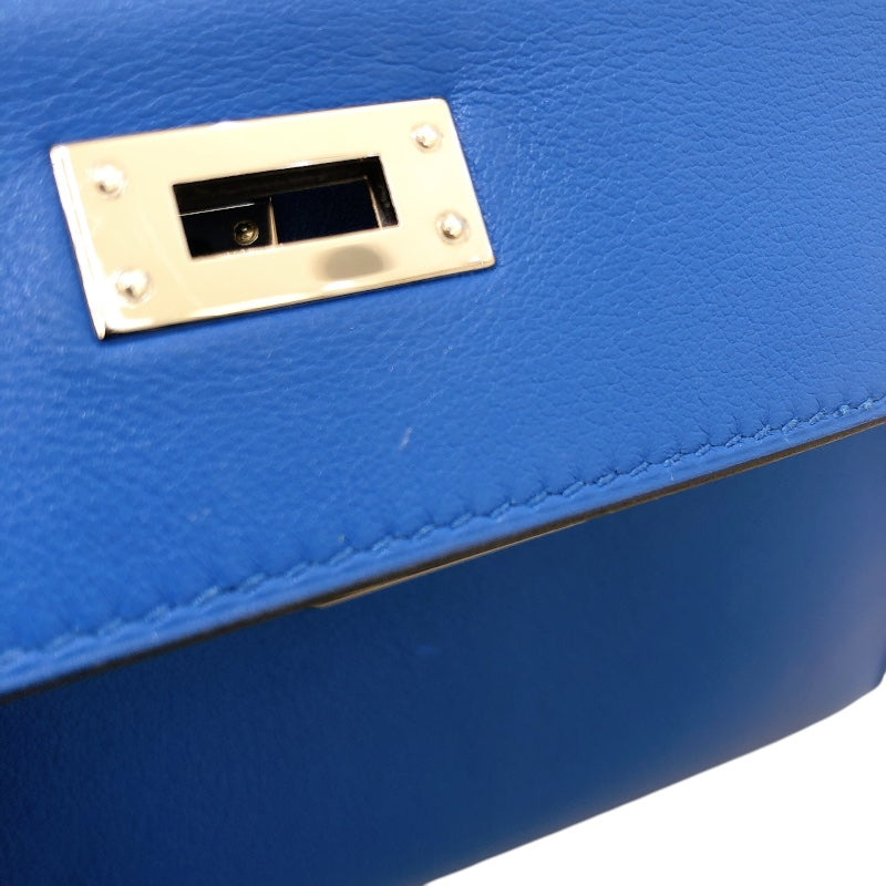 エルメス HERMES ポシェットケリー C刻 ブルーゼリージュ　シルバー金具 スイフト レディース ハンドバッグ