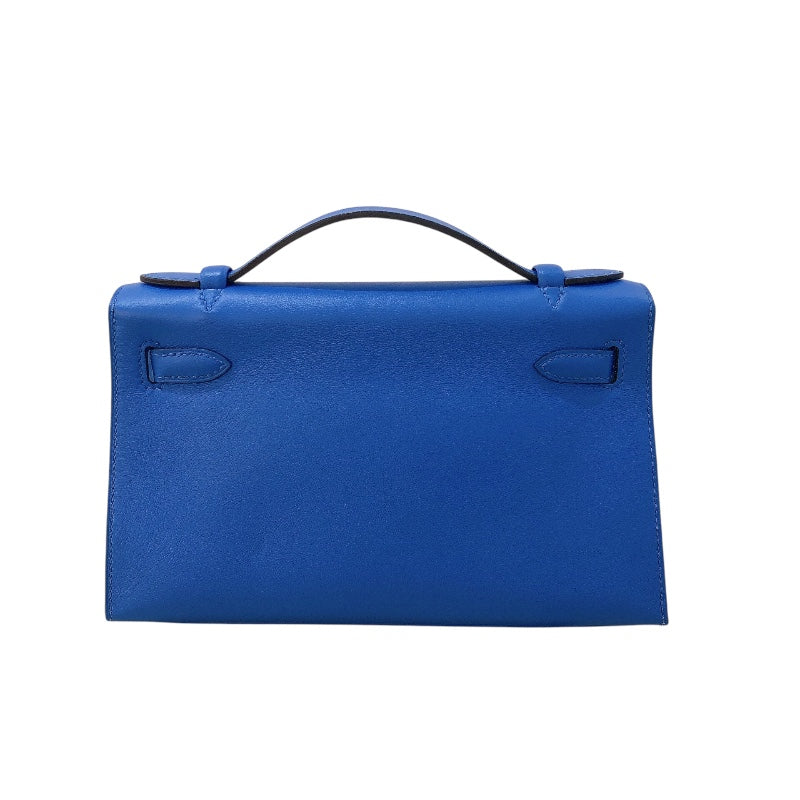 エルメス HERMES ポシェットケリー C刻 ブルーゼリージュ　シルバー金具 スイフト レディース ハンドバッグ