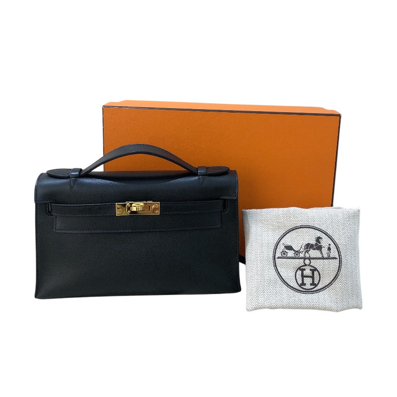 エルメス HERMES ポシェットケリー Z刻 ブラック　ゴールド金具 スイフト レディース ハンドバッグ
