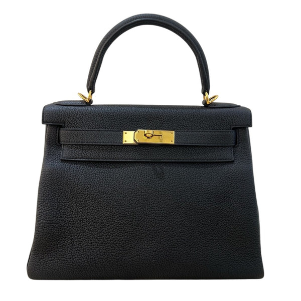 エルメス HERMES ケリー28 内縫い B刻 ブラック　GD金具 トゴ レディース ショルダーバッグ