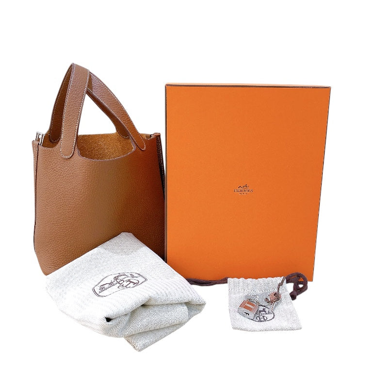 エルメス HERMES ピコタンロックＰＭ B刻 ゴールド　シルバー金具 トリヨン レディース ハンドバッグ