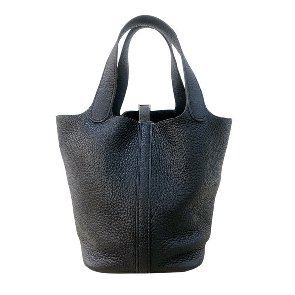 エルメス HERMES ピコタンロックPM X刻 ブラック　シルバー金具 トリヨン レディース ハンドバッグ