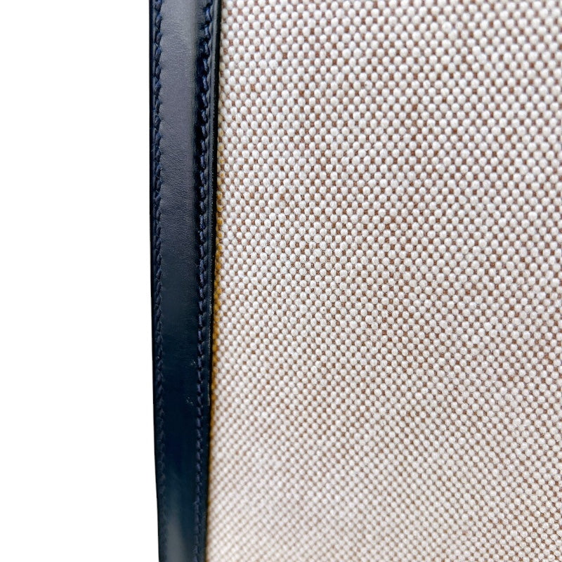 エルメス HERMES ケリー28 外縫い ○M刻印 ナチュラル×ブルーインディゴ ゴールド金具 トワル レディース ハンドバッグ