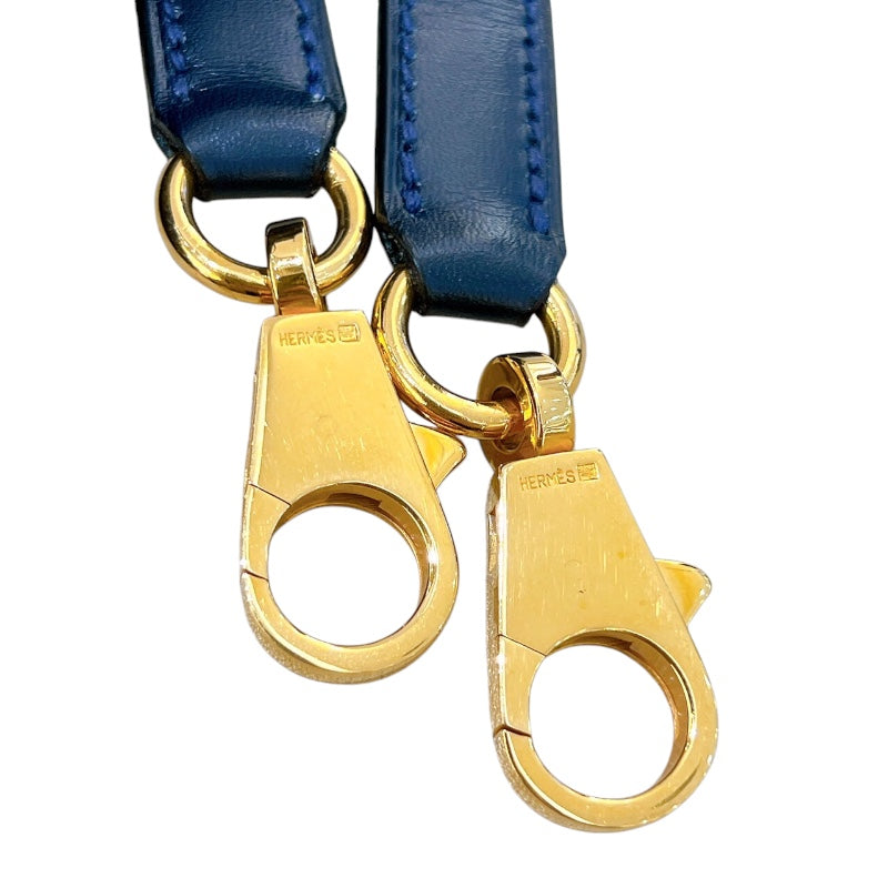 エルメス HERMES ケリー28 外縫い ○M刻印 ナチュラル×ブルーインディゴ ゴールド金具 トワル レディース ハンドバッグ