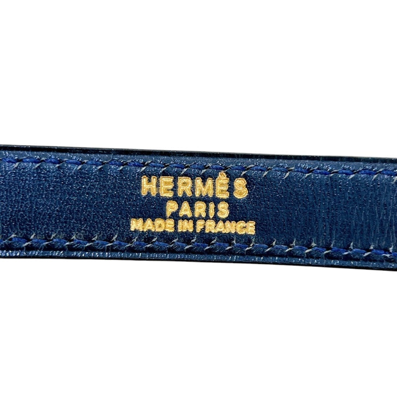 エルメス HERMES ケリー28 外縫い ○M刻印 ナチュラル×ブルーインディゴ ゴールド金具 トワル レディース ハンドバッグ