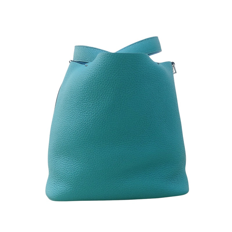 エルメス HERMES ピコタンロックMM エクラ D刻 ヴェールヴェローヌ/ブルーノール シルバー金具 トリヨン/スイフト レディース ハンドバッグ