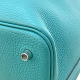 エルメス HERMES ピコタンロックMM エクラ D刻 ヴェールヴェローヌ/ブルーノール シルバー金具 トリヨン/スイフト レディース ハンドバッグ
