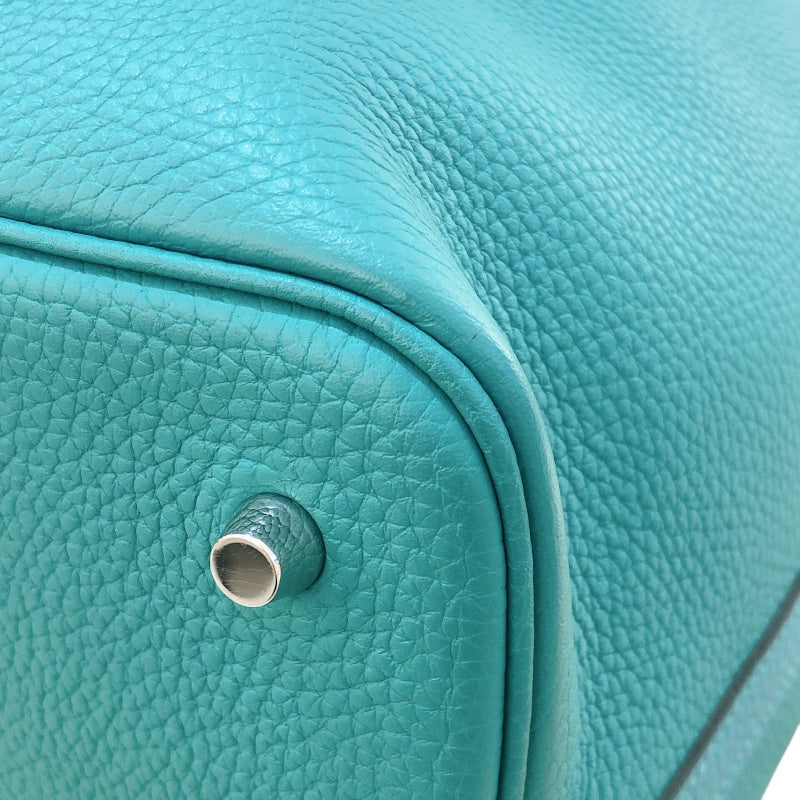 エルメス HERMES ピコタンロックMM エクラ D刻 ヴェールヴェローヌ/ブルーノール シルバー金具 トリヨン/スイフト レディース ハンドバッグ