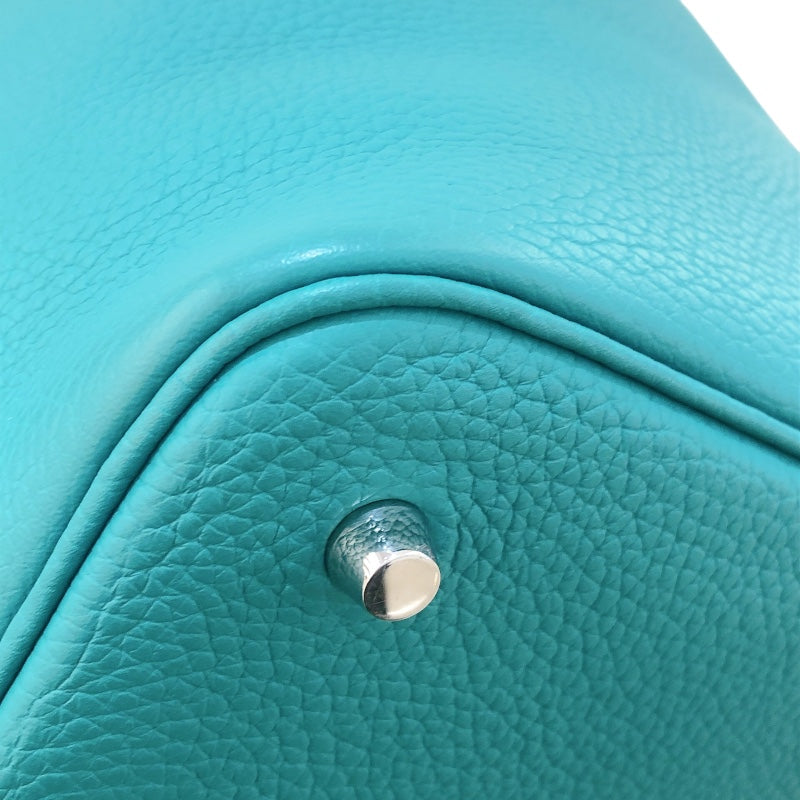 エルメス HERMES ピコタンロックMM エクラ D刻 ヴェールヴェローヌ/ブルーノール シルバー金具 トリヨン/スイフト レディース ハンドバッグ