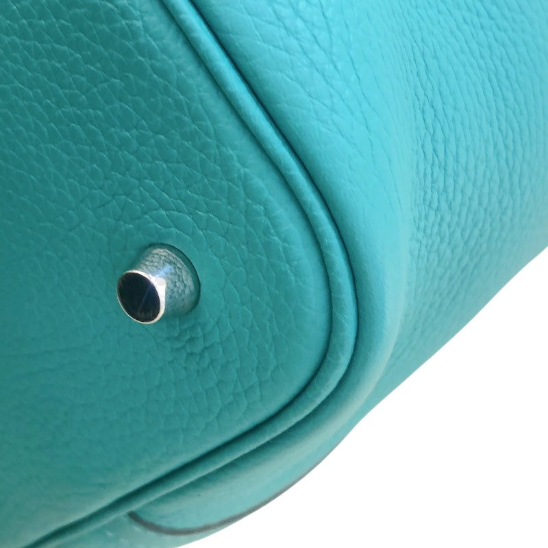 エルメス HERMES ピコタンロックMM エクラ D刻 ヴェールヴェローヌ/ブルーノール シルバー金具 トリヨン/スイフト レディース ハンドバッグ