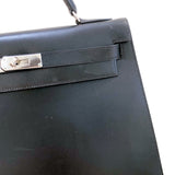 エルメス HERMES ケリー32　外縫い □D刻 ブラック シルバー金具 ボックスカーフ レディース ショルダーバッグ
