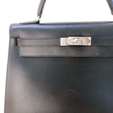 エルメス HERMES ケリー32　外縫い □D刻 ブラック シルバー金具 ボックスカーフ レディース ショルダーバッグ