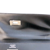 エルメス HERMES ケリー32　外縫い □D刻 ブラック シルバー金具 ボックスカーフ レディース ショルダーバッグ