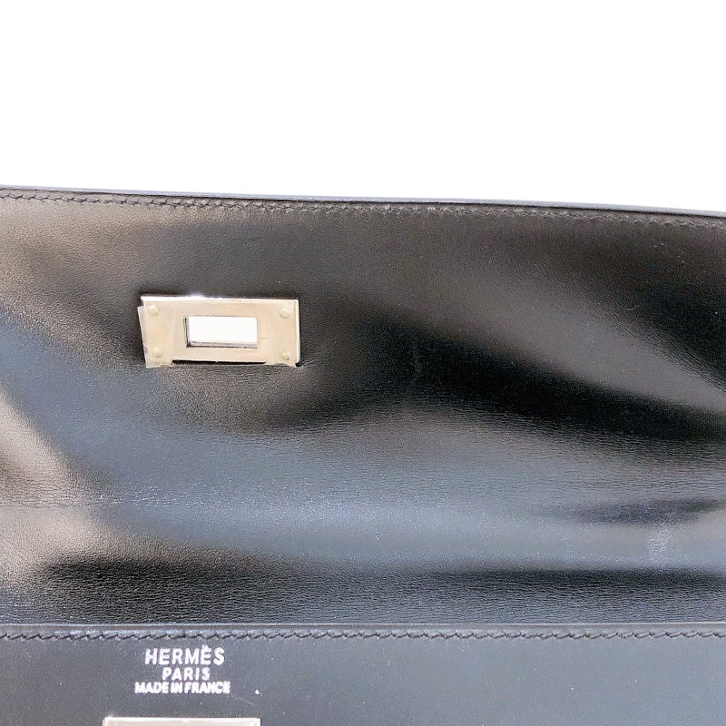 エルメス HERMES ケリー32　外縫い □D刻 ブラック シルバー金具 ボックスカーフ レディース ショルダーバッグ