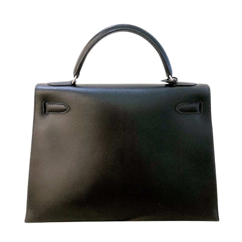 エルメス HERMES ケリー32　外縫い □D刻 ブラック シルバー金具 ボックスカーフ レディース ショルダーバッグ