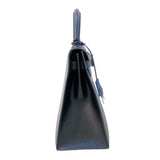 エルメス HERMES ケリー32　外縫い □D刻 ブラック シルバー金具 ボックスカーフ レディース ショルダーバッグ