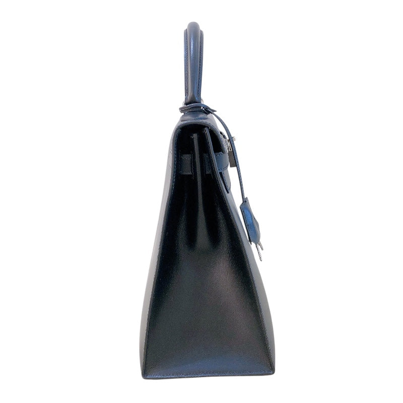 エルメス HERMES ケリー32　外縫い □D刻 ブラック シルバー金具 ボックスカーフ レディース ショルダーバッグ