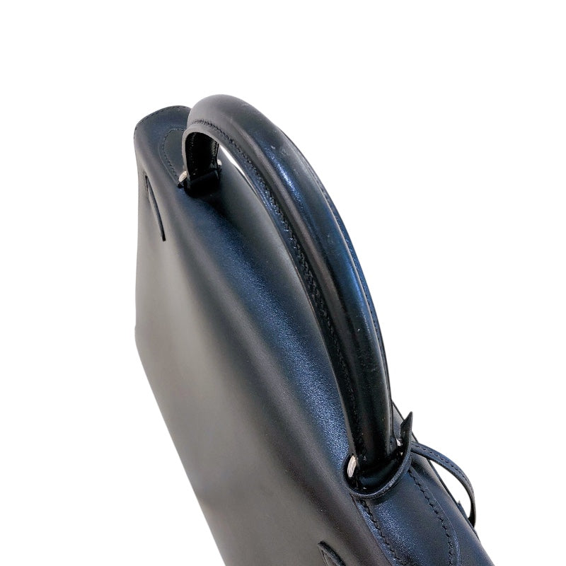 エルメス HERMES ケリー32　外縫い □D刻 ブラック シルバー金具 ボックスカーフ レディース ショルダーバッグ