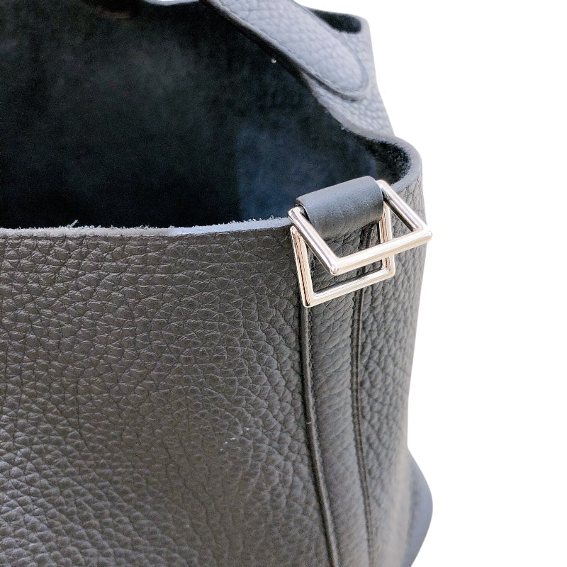 エルメス HERMES ピコタンロックMM A刻 ブラック　シルバー金具 トリヨン レディース ハンドバッグ