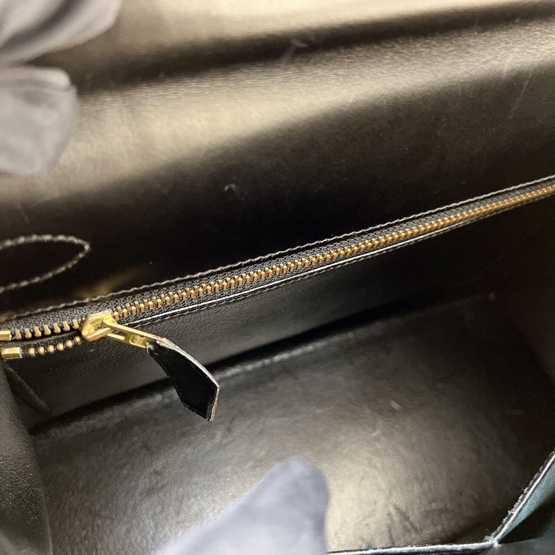 エルメス HERMES ケリー28 外縫い ○U刻印 ブラック ゴールド金具 ボックスカーフ レディース ハンドバッグ