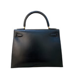 エルメス HERMES ケリー28 外縫い ○U刻印 ブラック ゴールド金具 ボックスカーフ レディース ハンドバッグ