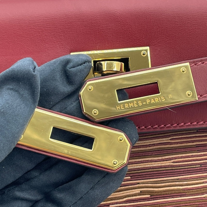 エルメス HERMES ケリー28　内縫い □E刻 ルージュアッシュ　ゴールド金具 ヴィヴラート/シャーモニー レディース ショルダーバッグ
