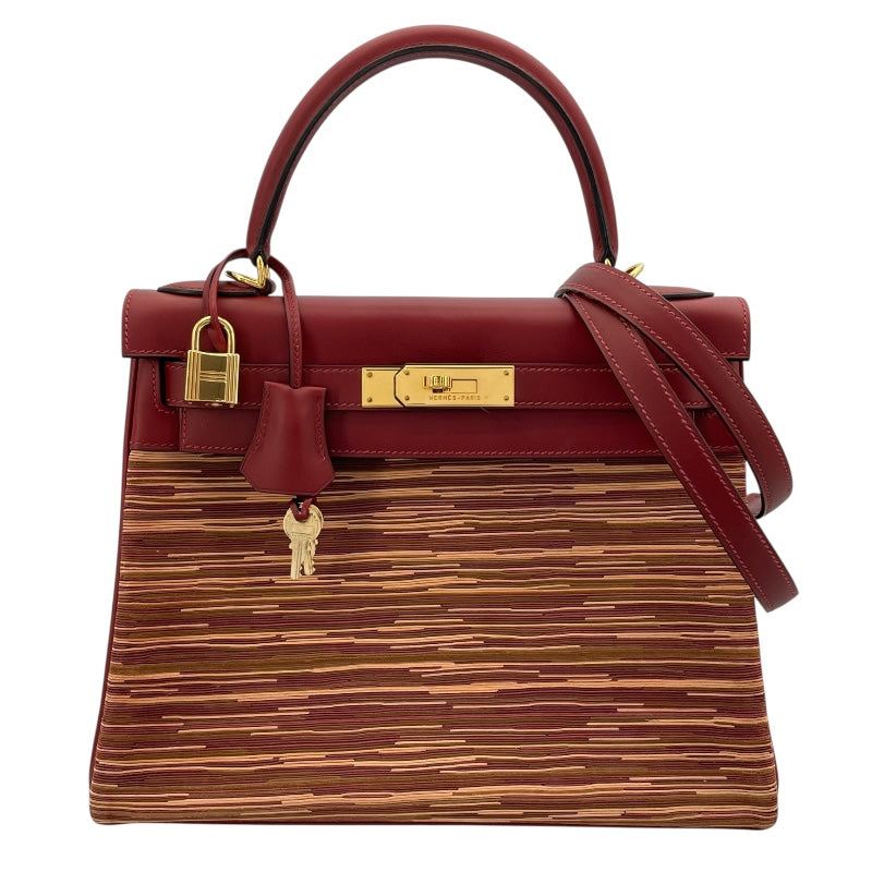 エルメス HERMES ケリー28　内縫い □E刻 ルージュアッシュ　ゴールド金具 ヴィヴラート/シャーモニー レディース ショルダーバッグ