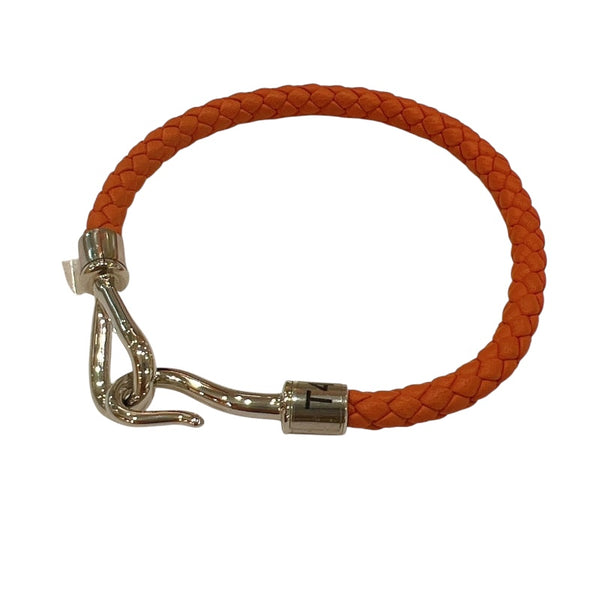 エルメス HERMES ジャンボブレスレット オレンジ・シルバー金具 スイフト・メタル アクセサリー