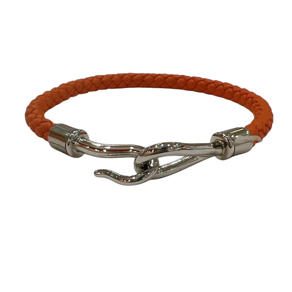 エルメス HERMES ジャンボブレスレット オレンジ・シルバー金具 スイフト・メタル アクセサリー