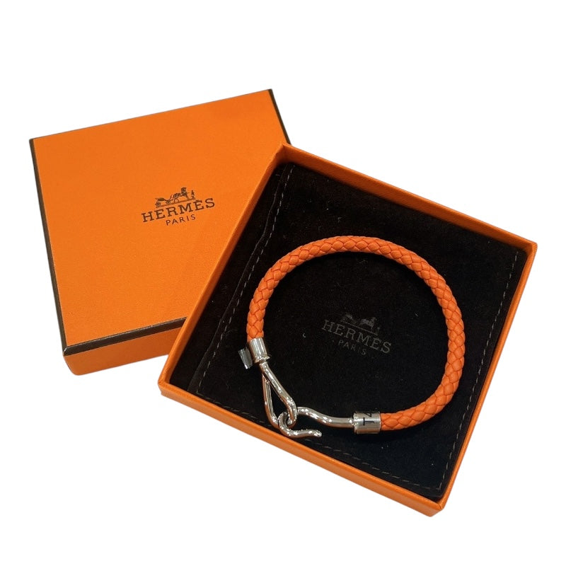 エルメス HERMES ジャンボブレスレット オレンジ・シルバー金具 スイフト・メタル アクセサリー