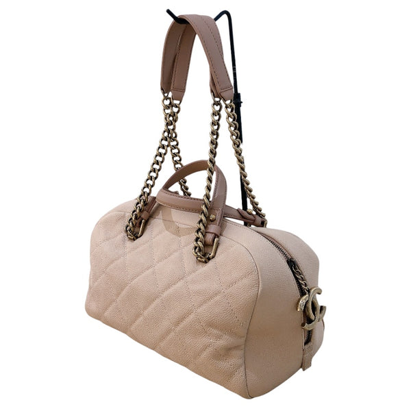 シャネル CHANEL チェーン　ショルダーバッグ ベージュ/GD金具 キャビア レディース ショルダーバッグ