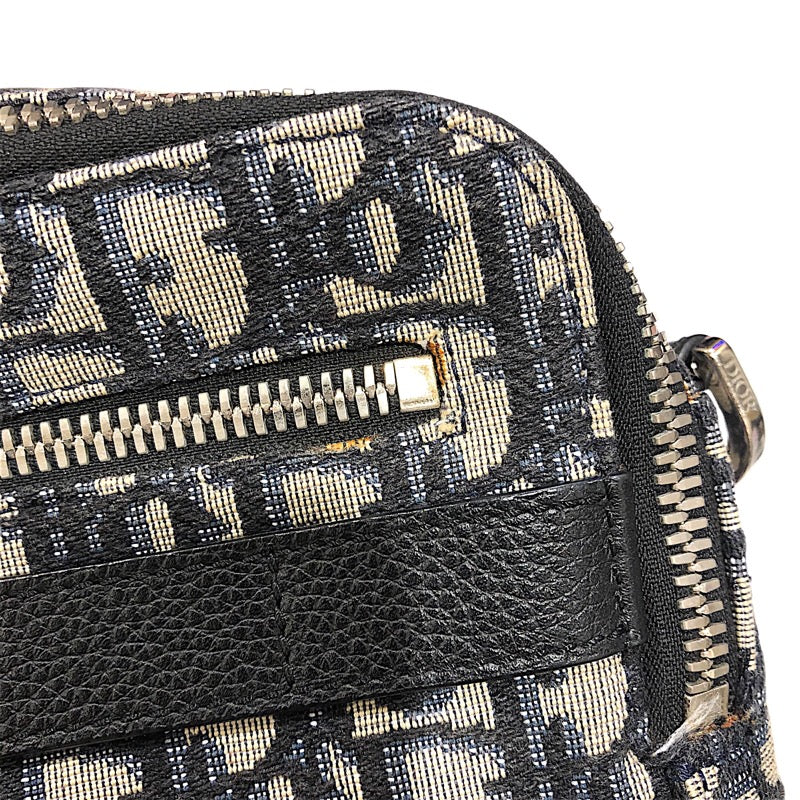 ディオールオム DIOR HOMME オブリーク柄　ショルダーバッグ ネイビー　シルバー金具 キャンバス メンズ ショルダーバッグ