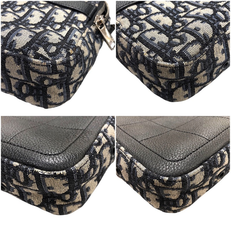ディオールオム DIOR HOMME オブリーク柄　ショルダーバッグ ネイビー　シルバー金具 キャンバス メンズ ショルダーバッグ