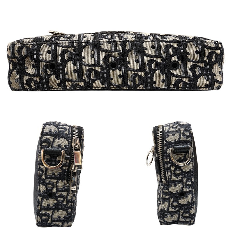 ディオールオム DIOR HOMME オブリーク柄　ショルダーバッグ ネイビー　シルバー金具 キャンバス メンズ ショルダーバッグ