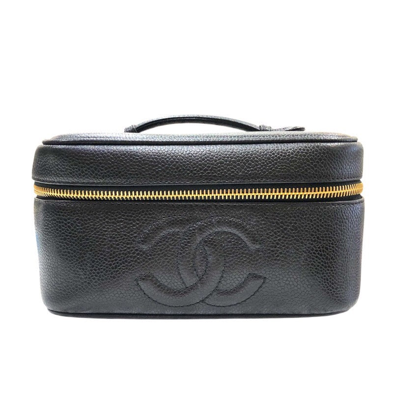 シャネル CHANEL ココマークバニティ A01997 ブラック　ゴールド金具 キャビア レディース ハンドバッグ