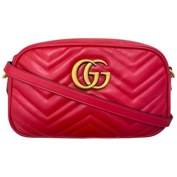 グッチ GUCCI GGマーモント ショルダー 447632 レッド レザー レディース ショルダーバッグ