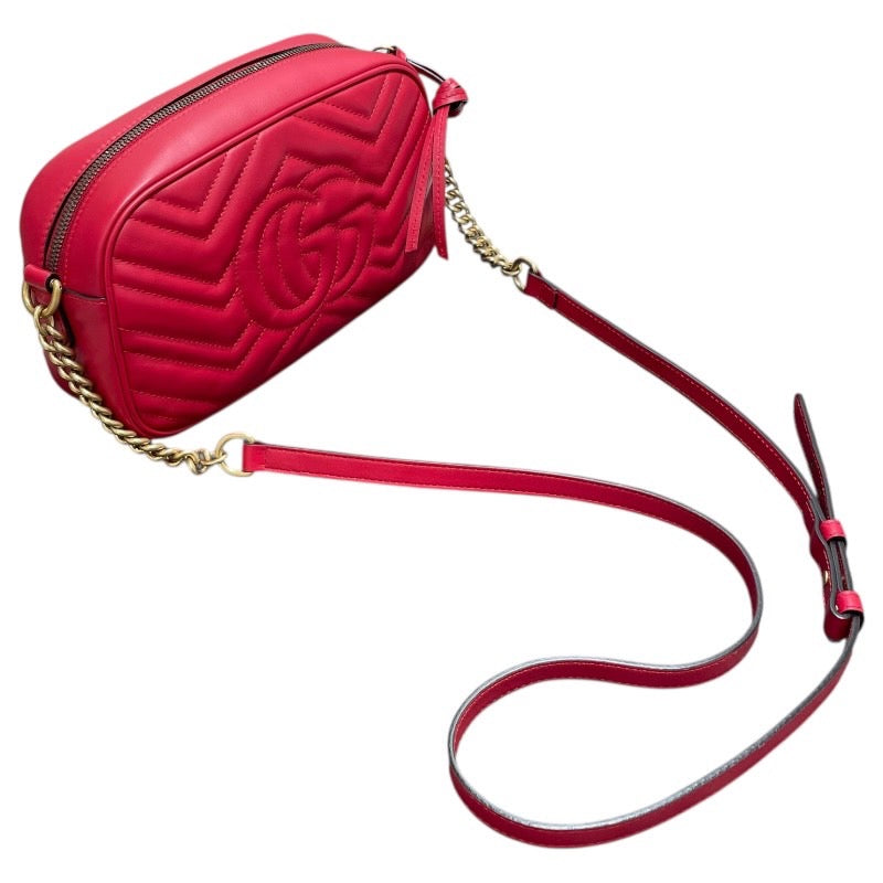 グッチ GUCCI GGマーモント ショルダー 447632 レッド レザー レディース ショルダーバッグ