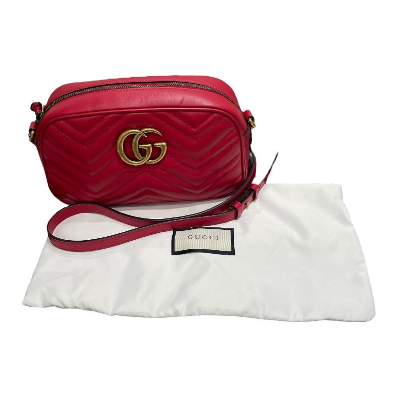 グッチ GUCCI GGマーモント ショルダー 447632 レッド レザー レディース ショルダーバッグ