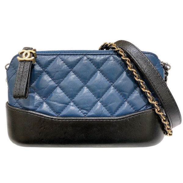 シャネル CHANEL ガブリエルドゥ A94505 ブルー×ブラック カーフ レディース ショルダーバッグ