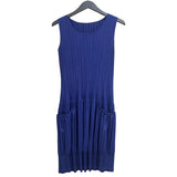プリーツプリーズ PLEATS PLEASE プリーツノースリーブワンピース 4 ブルー ポリエステル レディース ワンピース