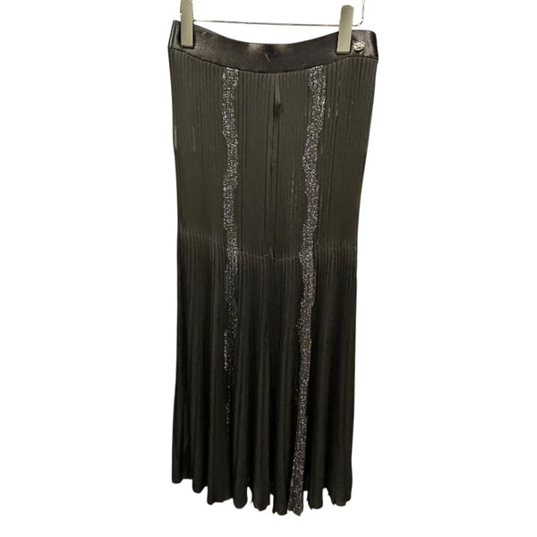 シャネル CHANEL プリーツ ロングスカート P72907 ブラック ビスコース