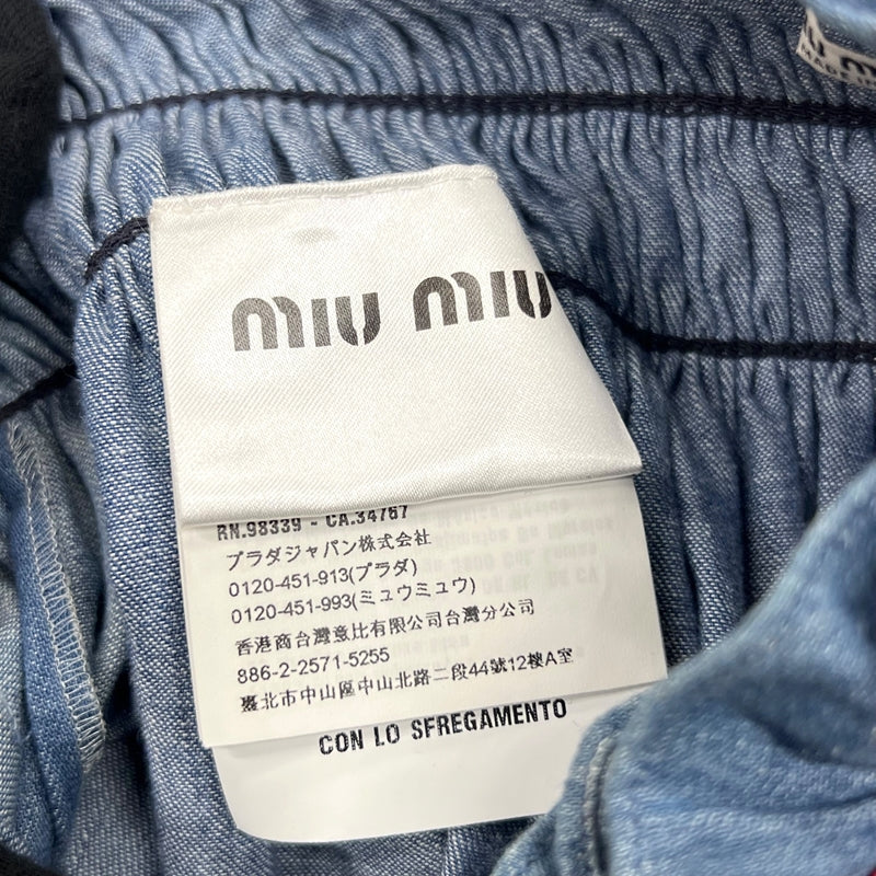 ミュウミュウ miu miu デニムロングスカート GWD117 ブルー×レッド 38 コットン レディース ロングスカート
