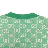 グッチ GUCCI GG総柄ノーカラー ニットカーディガン 629452 グリーン ウール レディース カーディガン