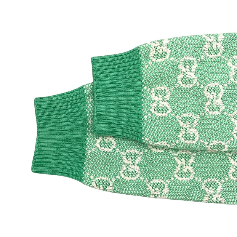 グッチ GUCCI GG総柄ノーカラー ニットカーディガン 629452 グリーン ウール レディース カーディガン